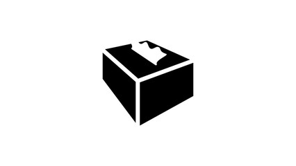 paper tissue box, black isolated silhouette