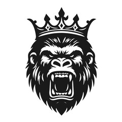 Clean black and white vector silhouette of a Gorilla isolated on white background