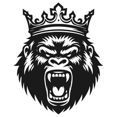 Clean black and white vector silhouette of a Gorilla isolated on white background