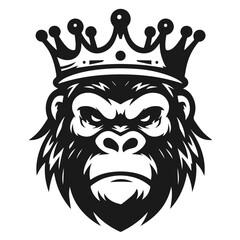 Clean black and white vector silhouette of a Gorilla isolated on white background