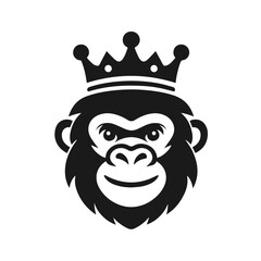 Clean black and white vector silhouette of a Gorilla isolated on white background