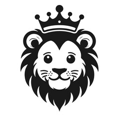 Clean black and white vector silhouette of a Lion isolated on white background