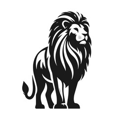 Clean black and white vector silhouette of a Lion isolated on white background