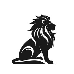 Clean black and white vector silhouette of a Lion isolated on white background