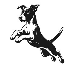 Clean black and white vector silhouette of a dog isolated on white background