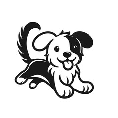 Clean black and white vector silhouette of a dog isolated on white background