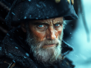 Captain Ahab, character from Herman Melville's "Moby Dick" book - Generative AI