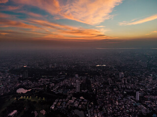 sunset over the city
