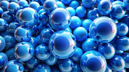 Abstract background featuring multiple blue spheres , abstract, background, blue, spheres,design, pattern,digital, graphic