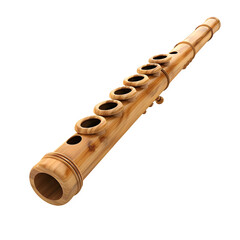 Naklejka premium Wooden flute with six holes, isolated on a transparent background, showcasing its detailed craftsmanship