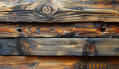 A wooden surface with a lot of burn marks and holes. The wood appears to be old and weathered, giving the impression of a rustic or antique feel
