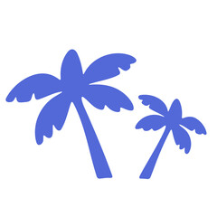 Two blue palm trees on a white background