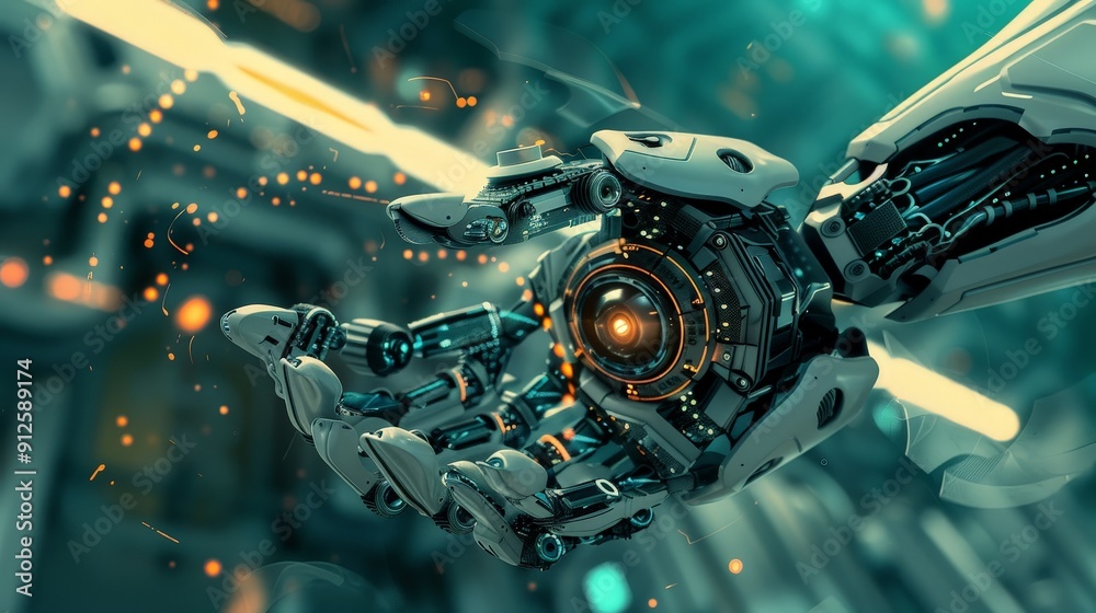 Poster robotics background, showcasing precision engineering and automation