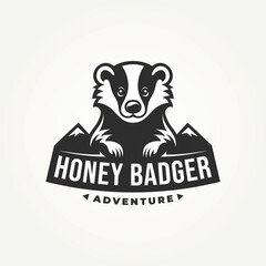 wildlife honey badger icon logo vector illustration design. simple modern honey badger adventure logo concept