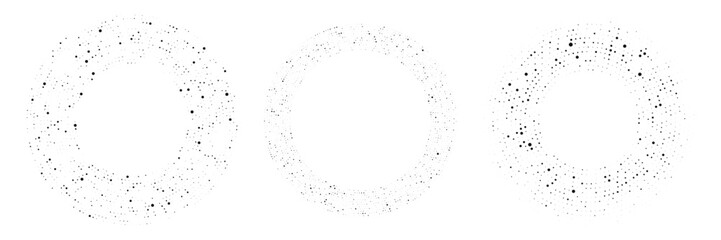Set of circle halftone dotted backgrounds