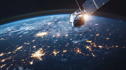 Satellite communication network, illustrating global connectivity