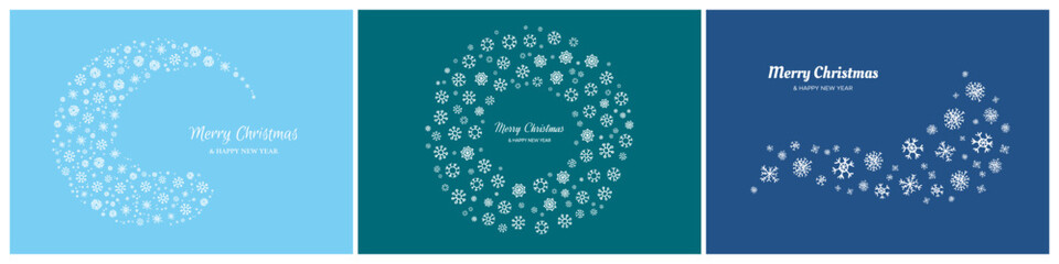 Set of Merry Christmas backgrounds with snowflakes