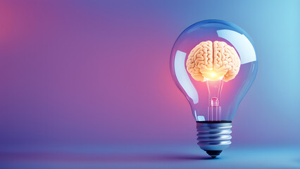 A light bulb with a brain inside of it