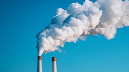 A coal-fired power plant releasing large plumes of smoke into the atmosphere