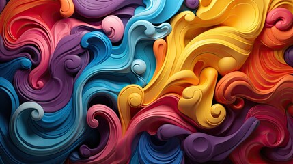 Playful swirls of colorful abstract shapes