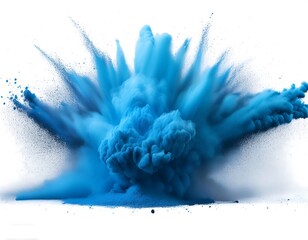 Blue Powder Pulver Explosion Isolated on White Background