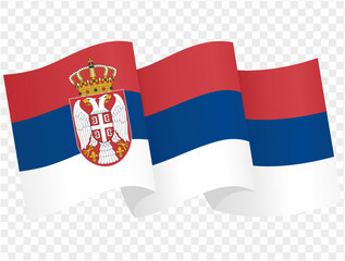 Serbia flag wave isolated on png or transparent background vector illustration.