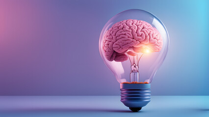 A brain is inside a light bulb