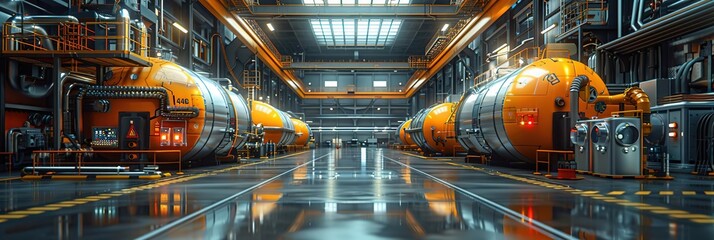 Obraz premium Industrial Facility Interior 3D Illustration