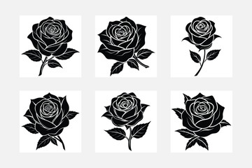 Exquisite rose silhouette white background artwork set gift ideas
