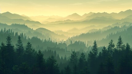 Obraz premium photo of surreal green landscape with hills and mountains