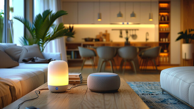Digital home assistant controlling smart devices, home automation, seamless connectivity, modern smart home technology