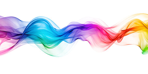rainbow colored streaming smoke wave isolated on white or transparent png