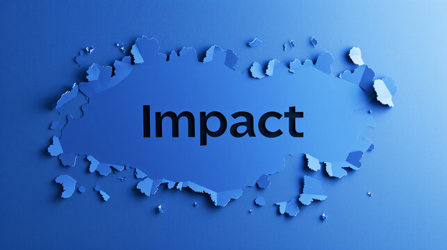 Striking word is shattering a blue barrier, delivering a compelling visual symbol of impact and transformation