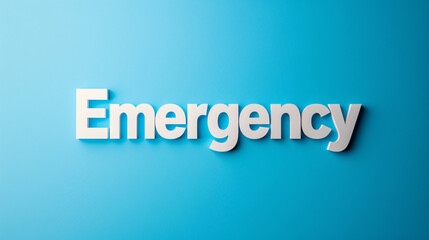 Fototapeta premium White emergency word pops against blue backdrop