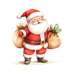 cute santa claus watercolor illustration