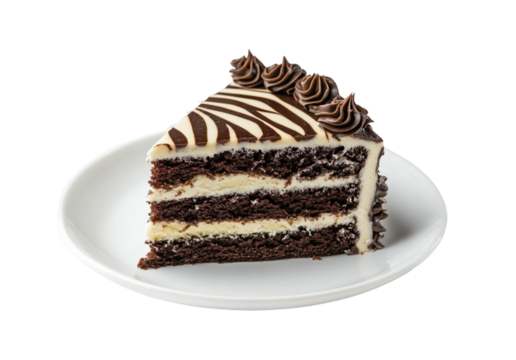 Zebra chocolate cake on white
