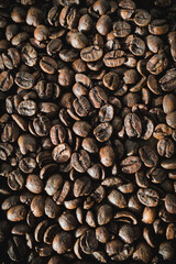 Top View of Scattered Coffee Beans