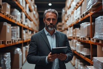 Warehouse Manager Holding Digital Tablet