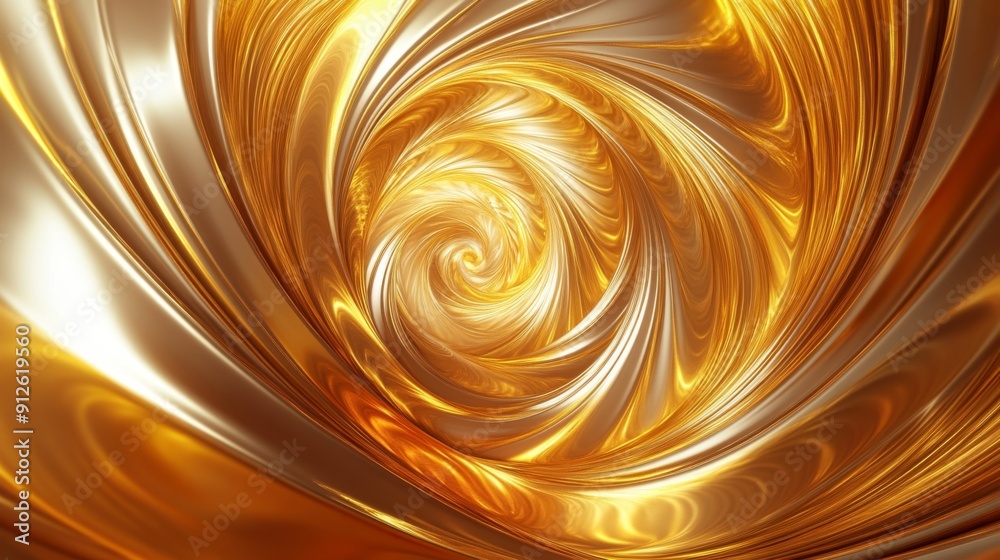Aufkleber abstract 3d golden vortex with dynamic swirls, symbolizing power and luxury.