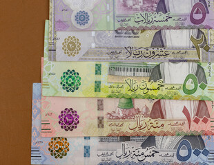 Closeup of a Saudi Arabia currency notes