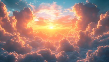 Fototapeta premium Magnificent sky with towering cumulus clouds