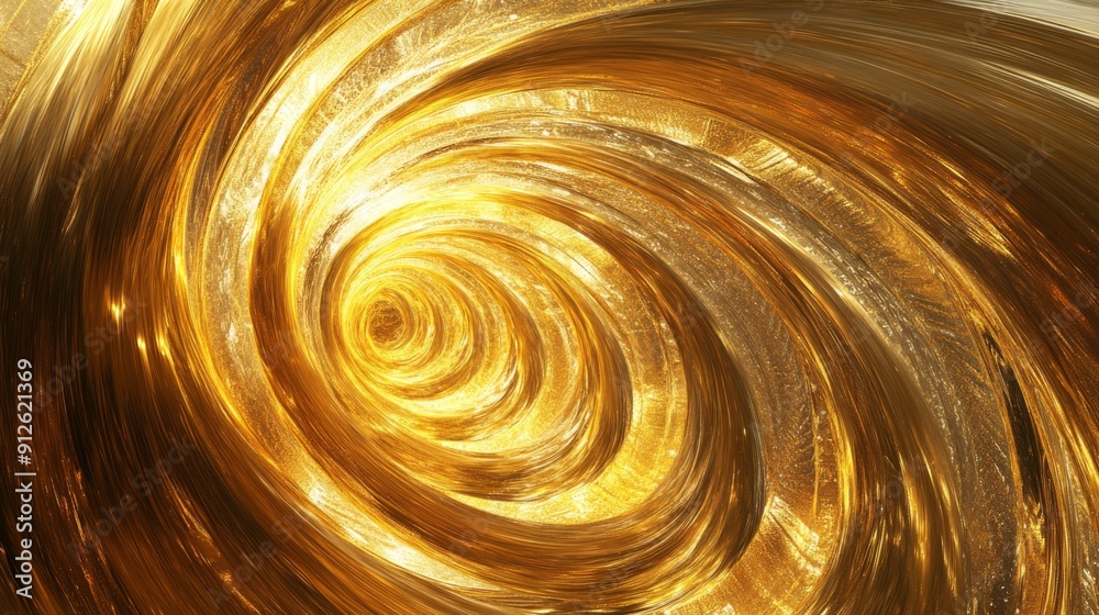 Leinwandbilder Abstract 3D golden vortex with swirling, radiant patterns, creating a dynamic and luxurious effect.