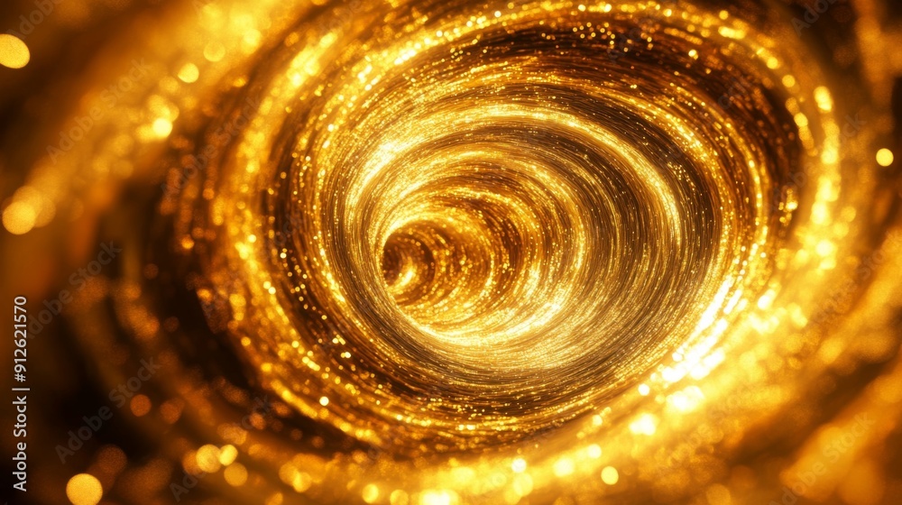 Leinwandbilder Abstract 3D golden vortex with swirling, radiant patterns, creating a dynamic and luxurious effect.