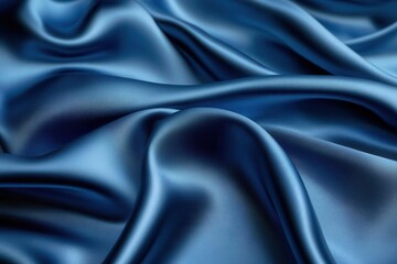 Fototapeta premium luxurious blue satin fabric draped elegantly creating soft folds and highlights rich deep tones and subtle sheen evoke opulence and sophistication in a timeless composition