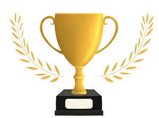 Golden Trophy with Gold Laurel Wreath Illustration
