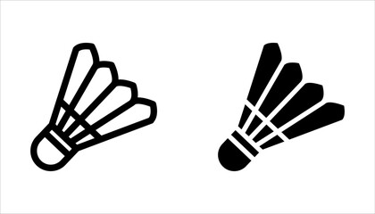 Badminton icon set. badminton racquets with shuttlecock line art vector icon for sports apps and websites.