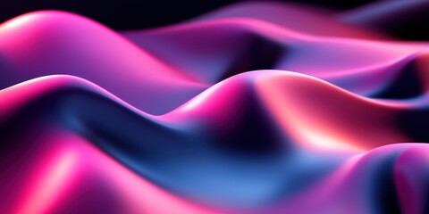 Fototapeta premium Abstract gradient background of pink and blue 3D wavy surface.