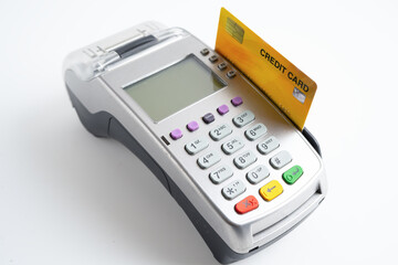 POS terminal for payment, finance and shopping, business and technology.