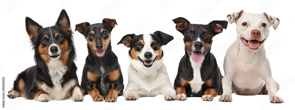 Wall mural A group of dog isolated on white transparent background