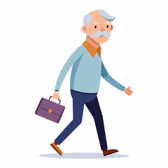 Grandfather walking with briefcase art vector illustration